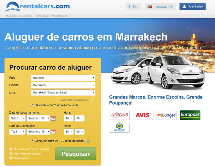 Alugar carro em Marrakech