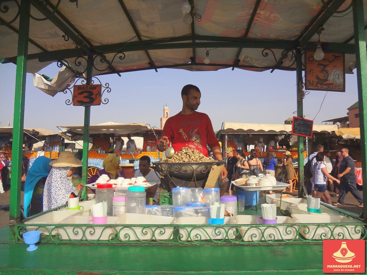 Restaurante de caracóis Hasan Nº3 na Jemaa el-Fna em Marraquexe