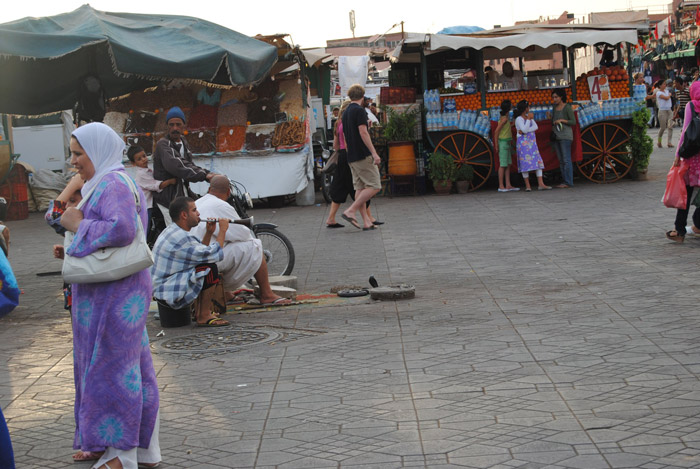 Photo of snake charmers in Jemaa el-Fnaa main square in Marrakech